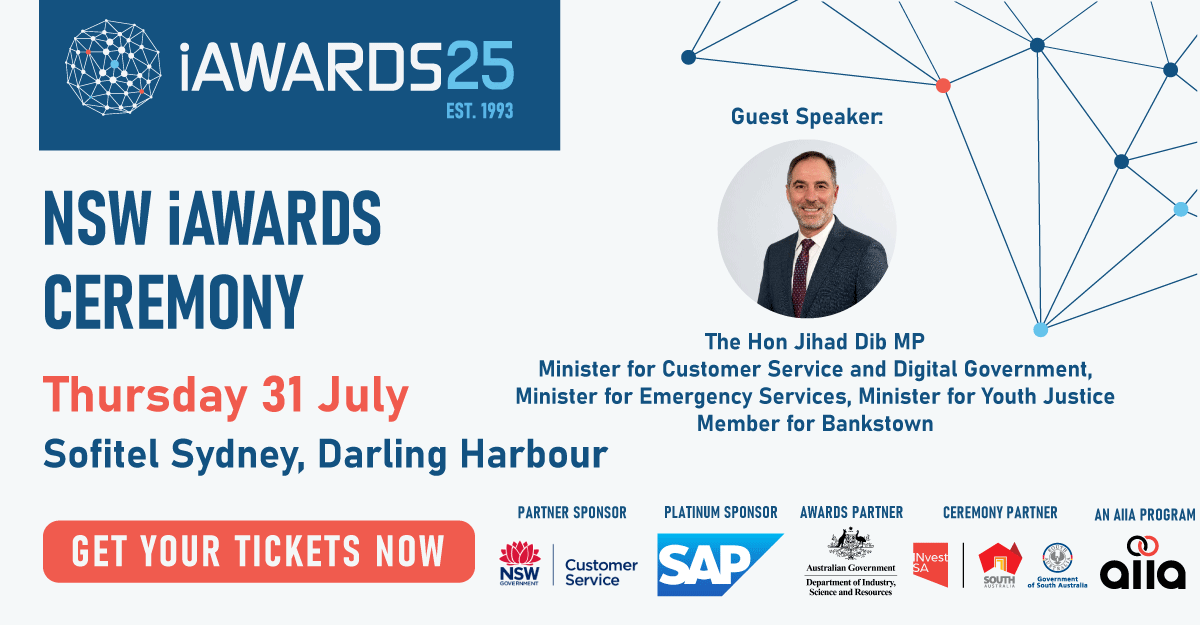 Join us in celebrating the best of NSW tech innovation at the NSW iAwards Ceremony!

Enjoy lunch, network with industry leaders &amp; hear from keynote speaker Hon. Jihad Dib MP.

Tickets available now – individual or tables of 10. Don’t miss out! aiia.com.au/events/nsw-iaw…