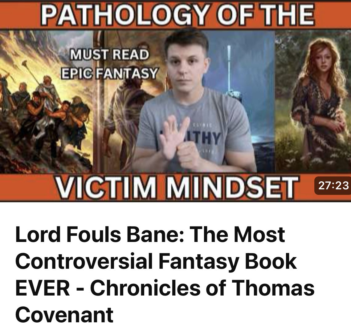 NickReadFantasy's tweet image. This video has been watched 7,400 times. I have 1840 subscribers. Very surprised by its reception.
Lord Fouls Bane: The Most Controversial Fantasy Book EVER - Chronicles of Thomas Covenant
youtu.be/PE5L-4kWviA