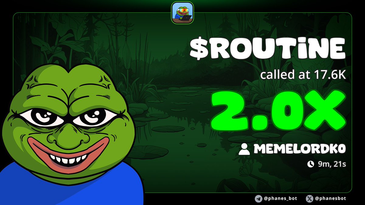 Alphacallzs's tweet image. $ROUTINE hit 2.0x in 9 mins.
Called at 17.6K — because this isn’t luck, it’s what we do. 📈
For my TG squad, printing is routine.
CT waits for confirmation… we move with conviction.
💬 DM me now to join the real alpha stream: t.me/memelordk0
#RoutineWins #PerthSanta #str