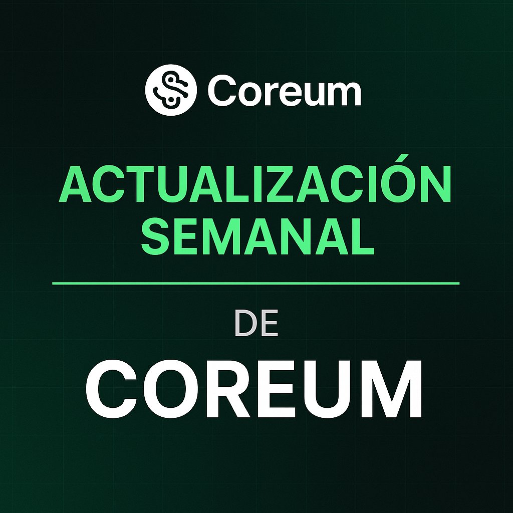 Invest_CGB's tweet image. 🗓️ ¡Actualización semanal sobre Coreum!

Si sigues este ecosistema, te traigo un resumen de lo más importante que pasó esta semana.

🧵 Aquí el hilo con las claves que están moviendo a #Coreum 👇

#CryptoEspañol #BlockchainLatam