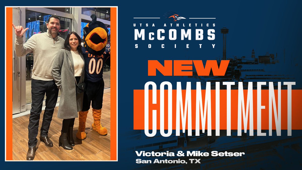 UTSARAF's tweet image. It is our honor to recognize Victoria & Mike Setser.
Their generous commitments to athletic facilities will have a lasting impact on UTSA student-athletes.
As Chair of the Roadrunner Foundation Board, Mike — alongside Victoria — continue to champion our UTSA community. 💙🧡