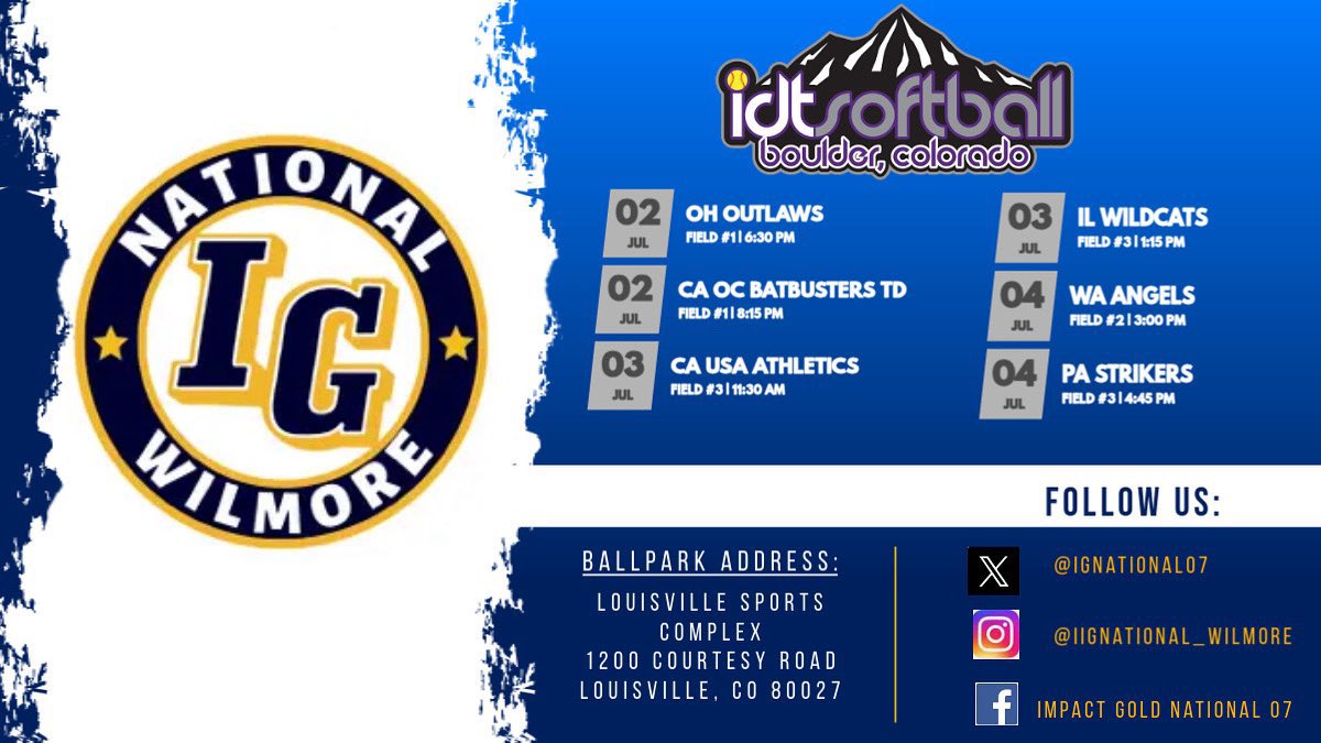 Impact Gold National 07 (@ignational07) on Twitter photo Can’t wait to compete <a href="/BoulderIDT/">Boulder IDT</a> ! Coaches stop by and check us out!! <a href="/ImpactGoldOrg/">Impact Gold Fastpitch</a> Can’t wait to compete <a href="/BoulderIDT/">Boulder IDT</a> ! Coaches stop by and check us out!! <a href="/ImpactGoldOrg/">Impact Gold Fastpitch</a>