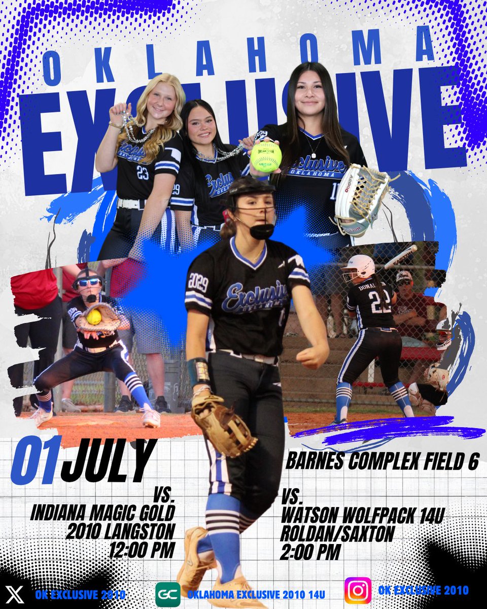Big day tomorrow for Oklahoma Exclusive 2010 National as they kick off their Sparkler tournament! 🌟 Good luck in pool play—at 12:00 PM and 2:00 PM on July 1st and 2nd!🥎🔥
#exclusive