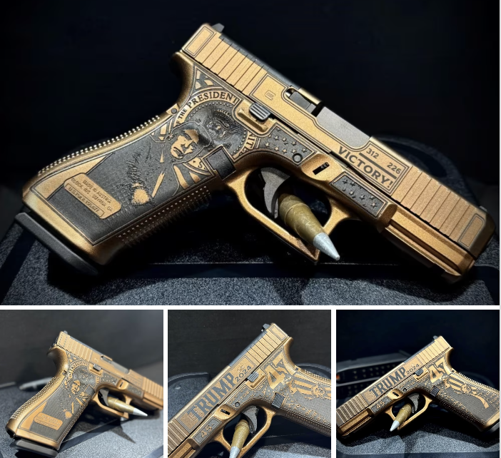 GunBroker's tweet image. 🇺🇸 Glock G45 Trump Victory Edition 9mm – Limited Releas by Shark Coast Tactical   
🔗 Check it out: bit.ly/4nqf88M

💬 Would you run it on the range—or keep it in your collection?

#GunsDaily #GunsOfInstagram #GlockG45