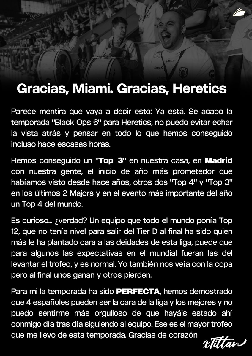 xTittan (@xtittan_) on Twitter photo Gracias, Miami. Gracias, Heretics 🤍 Gracias, Miami. Gracias, Heretics 🤍