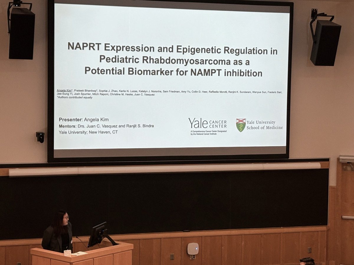 Angela Kim (@angkim99) on Twitter photo Had an amazing time at <a href="/YaleCancer/">Yale Cancer Center</a> 8th annual symposium! I had the honor of presenting our work on NAPRT-loss in pediatric rhabdomyosarcoma.
All thanks to my amazing mentors, <a href="/JcvasqV/">Juan Vasquez, MD</a> and <a href="/ranjitbindra/">Ranjit Bindra,MD/PhD</a>, as well as all the collaborators 🙌
<a href="/Shahyan_Rehman/">Shahyan Ur Rehman, MD</a> <a href="/yalepathology/">Yale Pathology</a> Had an amazing time at <a href="/YaleCancer/">Yale Cancer Center</a> 8th annual symposium! I had the honor of presenting our work on NAPRT-loss in pediatric rhabdomyosarcoma.
All thanks to my amazing mentors, <a href="/JcvasqV/">Juan Vasquez, MD</a> and <a href="/ranjitbindra/">Ranjit Bindra,MD/PhD</a>, as well as all the collaborators 🙌
<a href="/Shahyan_Rehman/">Shahyan Ur Rehman, MD</a> <a href="/yalepathology/">Yale Pathology</a>