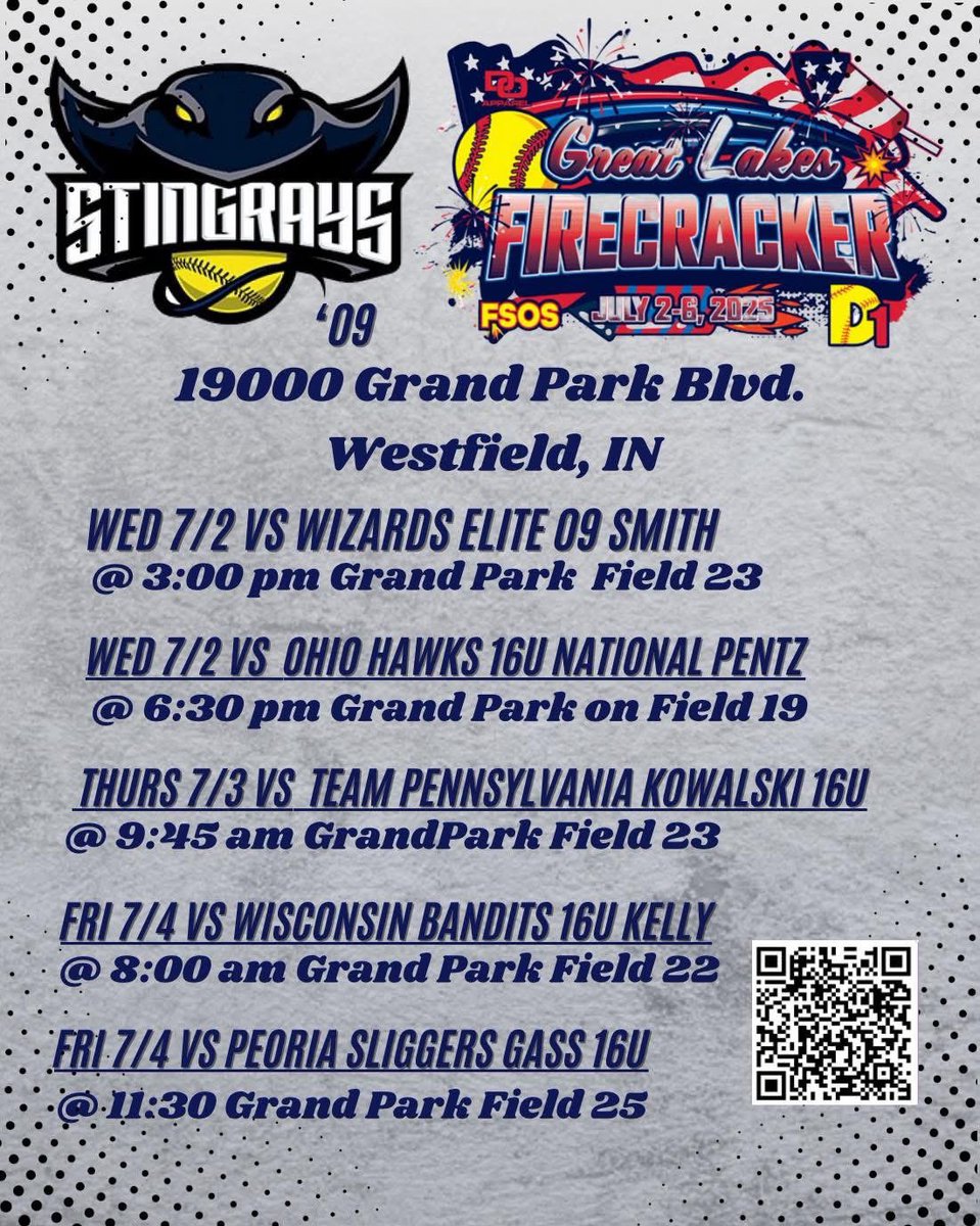 Jayden JJ Davis 2027 (@jaydenjjdavis1) on Twitter photo Schedule for Great Lakes Firecracker this weekend <a href="/OhioStingrays09/">Ohio Stingrays 09</a> <a href="/FutureStarsFP/">Future Stars Fastpitch Events</a> <a href="/d1fastpitch1/">D1 Fastpitch</a> <a href="/RawlingsSB/">Rawlings Softball</a> <a href="/MizunoSportsUSA/">Mizuno Team Sports USA</a> <a href="/FranklinSports/">Franklin Sports</a> Schedule for Great Lakes Firecracker this weekend <a href="/OhioStingrays09/">Ohio Stingrays 09</a> <a href="/FutureStarsFP/">Future Stars Fastpitch Events</a> <a href="/d1fastpitch1/">D1 Fastpitch</a> <a href="/RawlingsSB/">Rawlings Softball</a> <a href="/MizunoSportsUSA/">Mizuno Team Sports USA</a> <a href="/FranklinSports/">Franklin Sports</a>