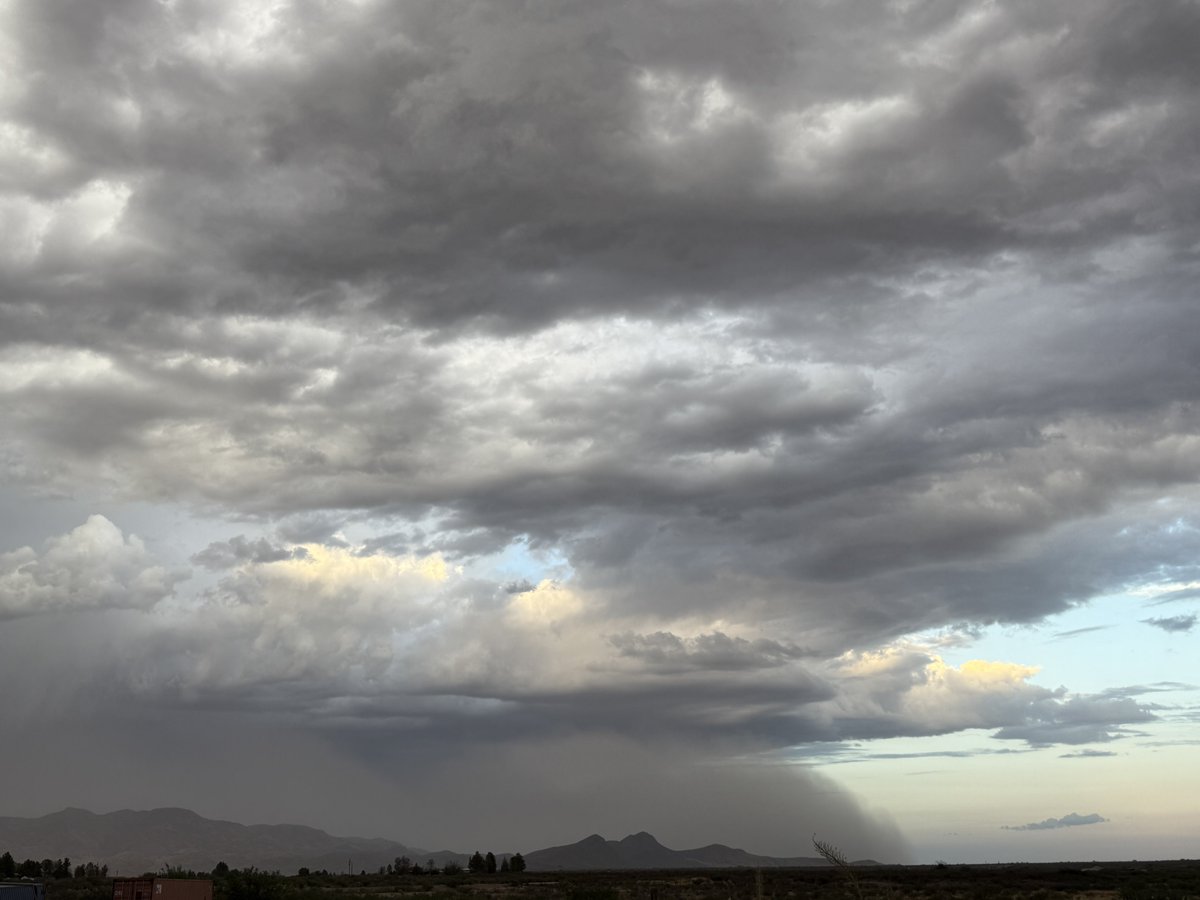 christianfotoaz's tweet image. Dust storm moving south towards Mexico seen from Hereford. Looks like it’s behind the mule mountains #azwx