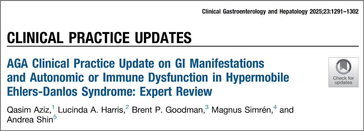 Andrea Shin (@andreashin_gi) on Twitter photo 📢<a href="/AmerGastroAssn/">American Gastroenterological Association (AGA)</a> CPU on GI Manifestations and Autonomic or Immune Dysfunction in Hypermobile Ehlers-Danlos Syndrome
cghjournal.org/article/S1542-…
#DGBI, #hEDS, #HSD, #POTS, #MCAS
QasimAziz, <a href="/LucindaHarris16/">Lucinda A Harris MD</a> , <a href="/BrentPGoodman/">Brent Goodman</a>, <a href="/MagnusSimren/">Magnus Simren</a> , <a href="/AndreaShin_GI/">Andrea Shin</a>
Key points to follow 👇 📢<a href="/AmerGastroAssn/">American Gastroenterological Association (AGA)</a> CPU on GI Manifestations and Autonomic or Immune Dysfunction in Hypermobile Ehlers-Danlos Syndrome
cghjournal.org/article/S1542-…
#DGBI, #hEDS, #HSD, #POTS, #MCAS
QasimAziz, <a href="/LucindaHarris16/">Lucinda A Harris MD</a> , <a href="/BrentPGoodman/">Brent Goodman</a>, <a href="/MagnusSimren/">Magnus Simren</a> , <a href="/AndreaShin_GI/">Andrea Shin</a>
Key points to follow 👇
