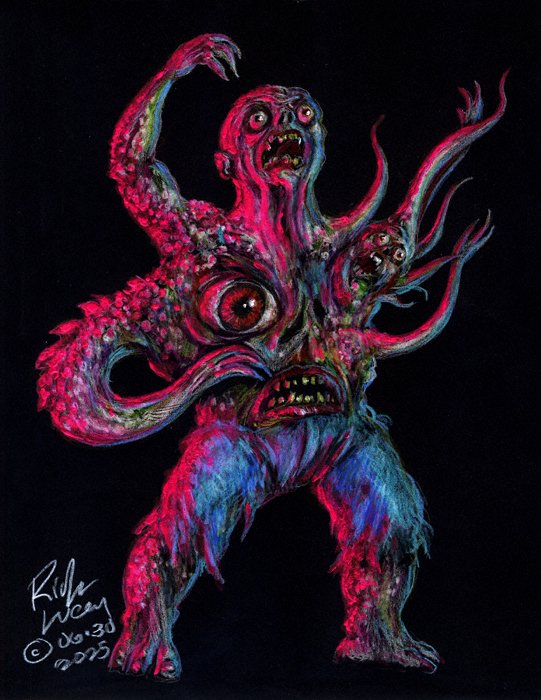 Thedocbot's tweet photo. The new Monday Monster is here and is FOR SALE! Chills! #mondaymonster #monster #monsterart #drawrick #horror #horrorart #horrordrawing #horrorimage #artforsale #artforsalebyartist #originalart #painting #monsterhorror #colorpencildrawing https://t.co/n2LhzoQHz3