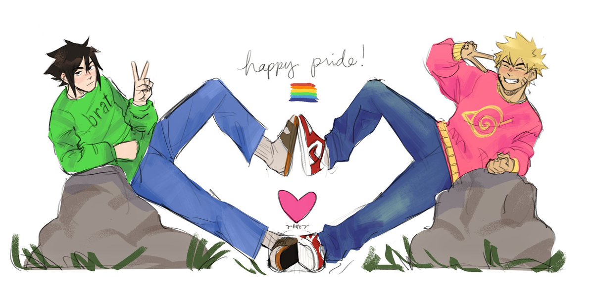 makesyouevil's tweet image. celebrating pride month up to the very last minute with my favorite canonical couple 🫰🌈