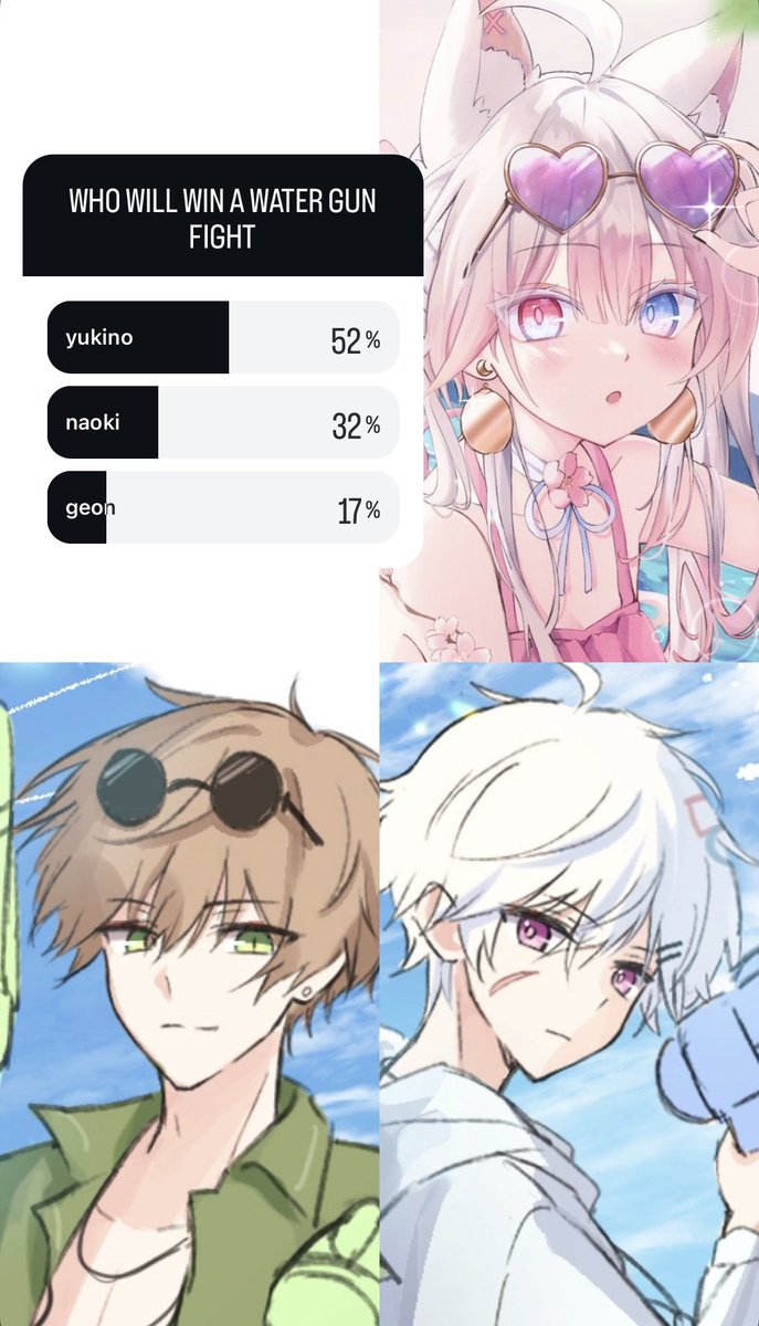 snowtofuu's tweet image. I put up a poll on ig asking people who would win a water gun fight and people voted for yuki even tho she didn't have a water gun 💀💀 so here's how she won