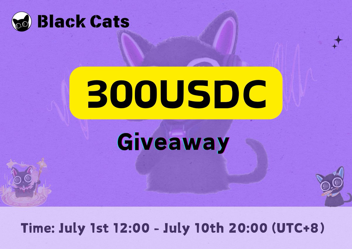 Black (@zel_mahar0t) on Twitter photo 🚀 Black Cat Universe x #QuestN Giveaway Event!🐾  
🎁 A HUGE reward of $300 USDC is waiting for YOU! 💸  
🌌 Black Cat Universe: Where NFT + AI + GameFi + DeFi collide! 🤖🎮💎  
✅ How to win?
🔗 Complete tasks on QuestN for a chance to share in 300 $USDC
🏆  
⏰ Time: July 1st 🚀 Black Cat Universe x #QuestN Giveaway Event!🐾  
🎁 A HUGE reward of $300 USDC is waiting for YOU! 💸  
🌌 Black Cat Universe: Where NFT + AI + GameFi + DeFi collide! 🤖🎮💎  
✅ How to win?
🔗 Complete tasks on QuestN for a chance to share in 300 $USDC
🏆  
⏰ Time: July 1st