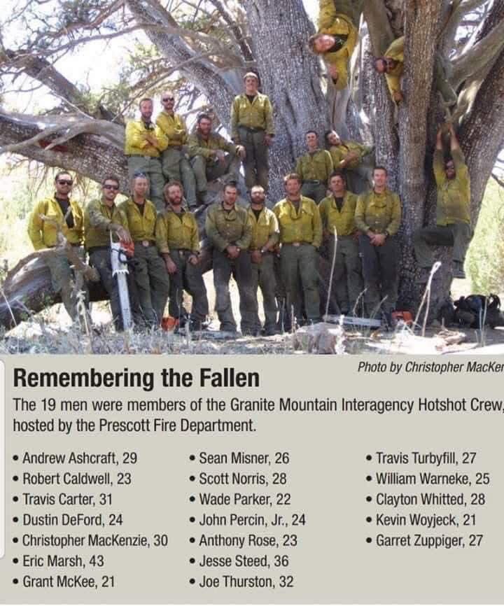 The Granite Mountain Hotshots were a 20-member wildland firefighting crew based in Prescott, Arizona. Nineteen of the crew tragically perished in the Yarnell Hill Fire on June 30, 2013 while battling a wildfire in Yarnell, Arizona. #wildlandfire