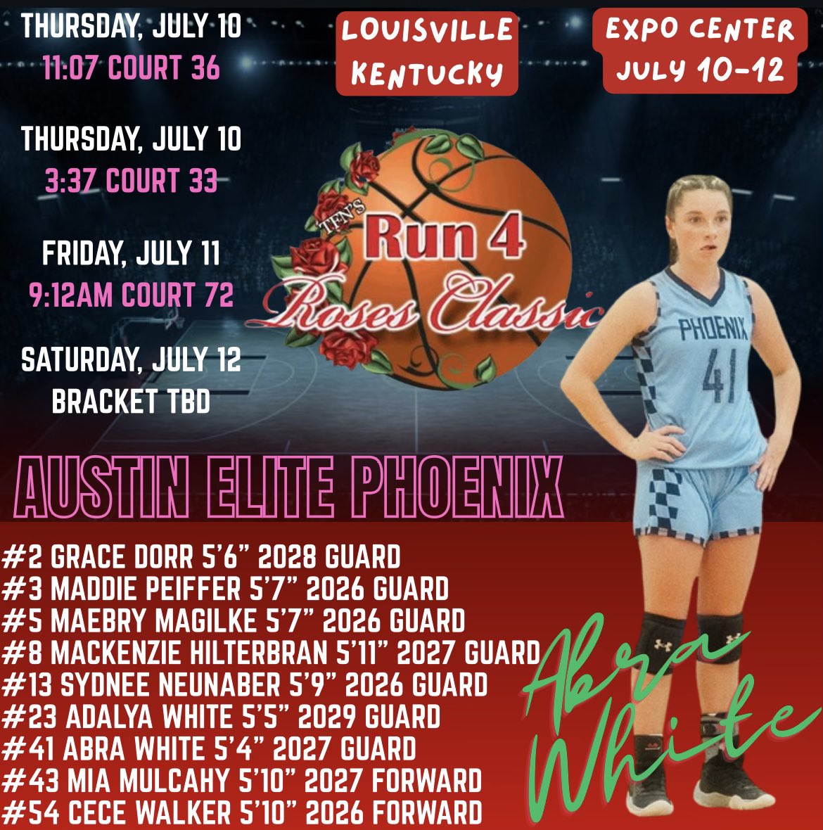 Abra white (@abra_white) on Twitter photo My team and I are super excited to play in Louisville!! Come see us play!@phoenixselect My team and I are super excited to play in Louisville!! Come see us play!@phoenixselect