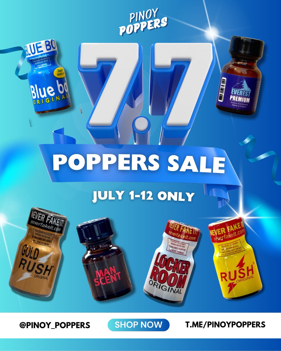Pinoy Poppers (@pinoy_poppers) on Twitter photo 7.7 POPPERS SALE β‘οΈπ¦
π July 1- 12 only!
π΅π Nationwide Delivery via J&T Express
ποΈ Same Day Deliver via Lalamove/Grab Express
Order now!
π© DM <a href="/Pinoy_Poppers/">Pinoy Poppers π΅π | 100k</a>
π¬ TG t.me/PinoyPoppers
#PinoyPoppers #PoppersPhilippines #Poppers #PoppersManila 7.7 POPPERS SALE β‘οΈπ¦
π July 1- 12 only!
π΅π Nationwide Delivery via J&T Express
ποΈ Same Day Deliver via Lalamove/Grab Express
Order now!
π© DM <a href="/Pinoy_Poppers/">Pinoy Poppers π΅π | 100k</a>
π¬ TG t.me/PinoyPoppers
#PinoyPoppers #PoppersPhilippines #Poppers #PoppersManila