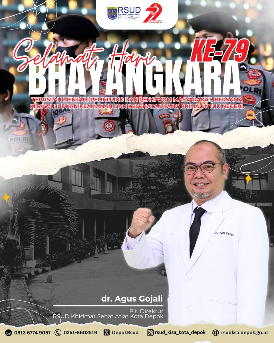 Selamat Hari Bhayangkara Ke-79. Teruslah menjadi Pelindung dan Pengayom Masyarakat bersama kita wujudkan keamanan dan kesehatan yang prima untuk negeri