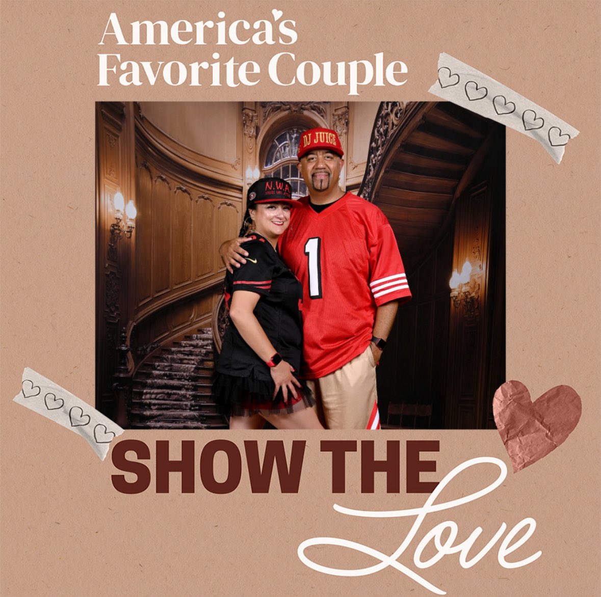 PLEASE VOTE FOR <a href="/CoreDJJuice/">DJ Juice</a> AND I, americasfavcouple.org/2025/hugo-zela… | America's Favorite Couple #NinerFam