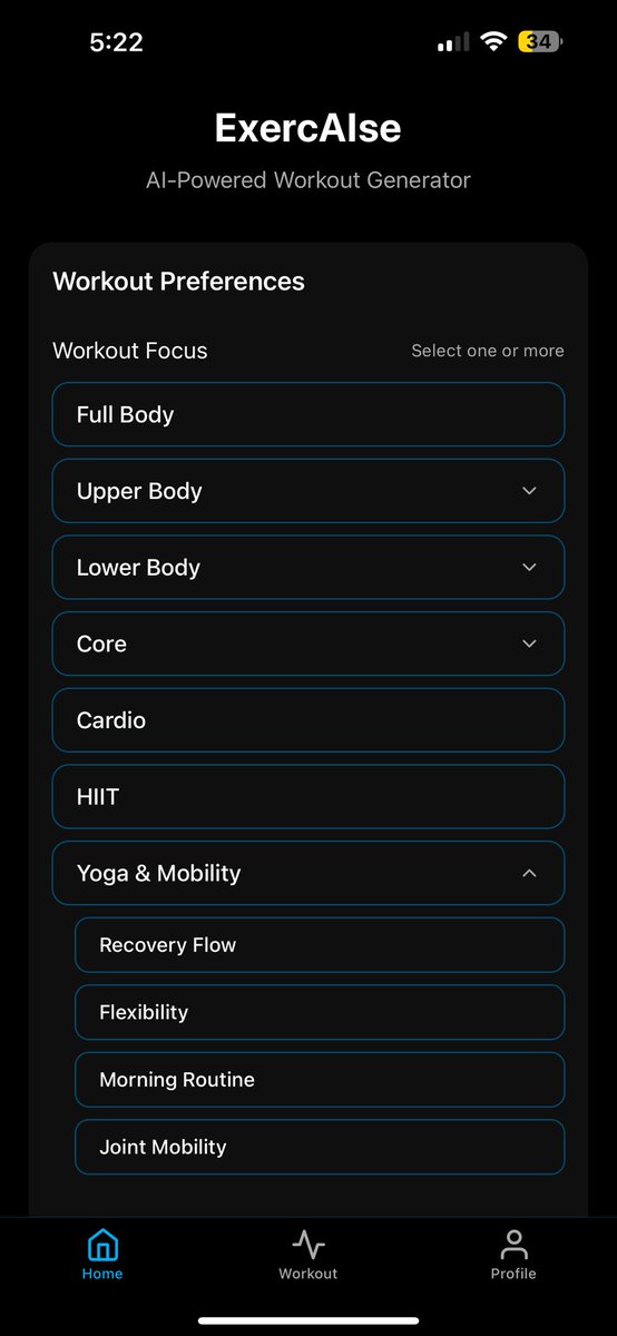 KTAI2025's tweet image. Your Workout, Your Rules — Powered by AI 

From Biceps to Calves, HIIT to Recovery Flow — our AI-powered workout generator lets you build your perfect workout in seconds.

💥 Fully customizable.

#ExercAIse #WorkoutApp #AIWorkout #FitnessTech #fitnesswithoutfriction