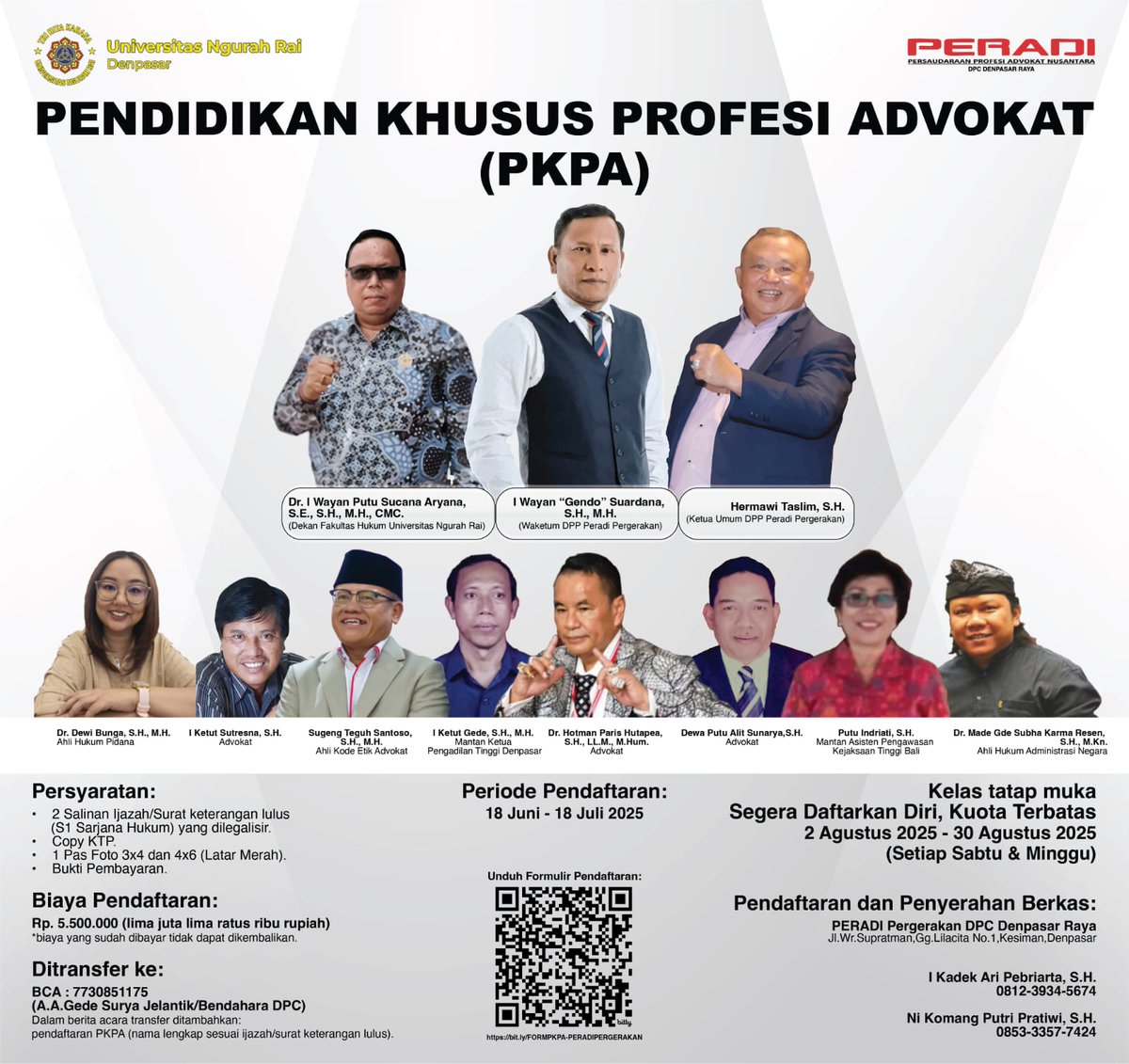 Kawan-kawan, jika ada yang sudah lulus FH, atau sudah selesai skripsi, khususnya yang di Bali, bisa bergabung ikut PKPA di sini. Suksma. 🙏🏽