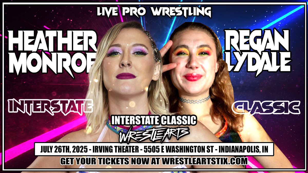WrestleArts (@wrestleartsindy) on Twitter photo 🚨MATCH DROP🚨
<a href="/Heatherisme/">Heather Monroe ✌🏻</a> and <a href="/reganlydale/">.·:*¨༺ regan lydale ༻¨*:·.</a> will clash in a huge rematch, this time in the semi finals of the WrestleARTS / <a href="/2econdWrestling/">2econd Wrestling</a> #interstateclassic!
Get your tickets now at wrestleartstix.com and save 10% with code get10 at checkout!
📅7/26/25 🚨MATCH DROP🚨
<a href="/Heatherisme/">Heather Monroe ✌🏻</a> and <a href="/reganlydale/">.·:*¨༺ regan lydale ༻¨*:·.</a> will clash in a huge rematch, this time in the semi finals of the WrestleARTS / <a href="/2econdWrestling/">2econd Wrestling</a> #interstateclassic!
Get your tickets now at wrestleartstix.com and save 10% with code get10 at checkout!
📅7/26/25