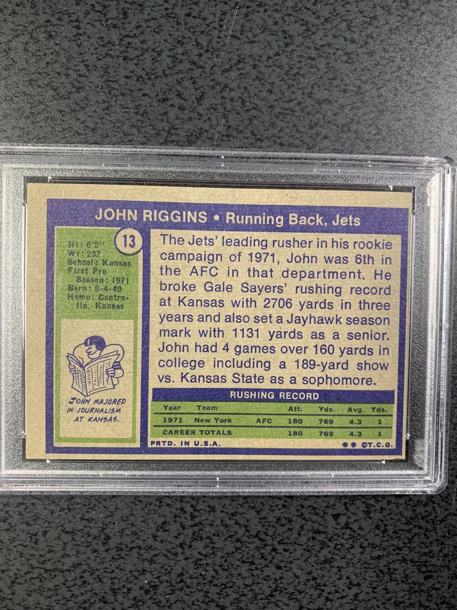 collectorfix's tweet image. 1972 Topps John Riggins RC #13.
Photographer: Hey Riggins. Over here. Snap. 🙂
@riggo44 #johnriggins @nyjets