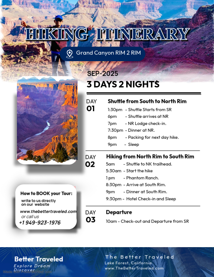 TravelWithSuri's tweet image. Tweet:1336
Any of you interested in hiking Grand Canyon R2R? Please ping me for more details.
#GrandCanyon #Rim2Rim #Arizona #hikingadventures