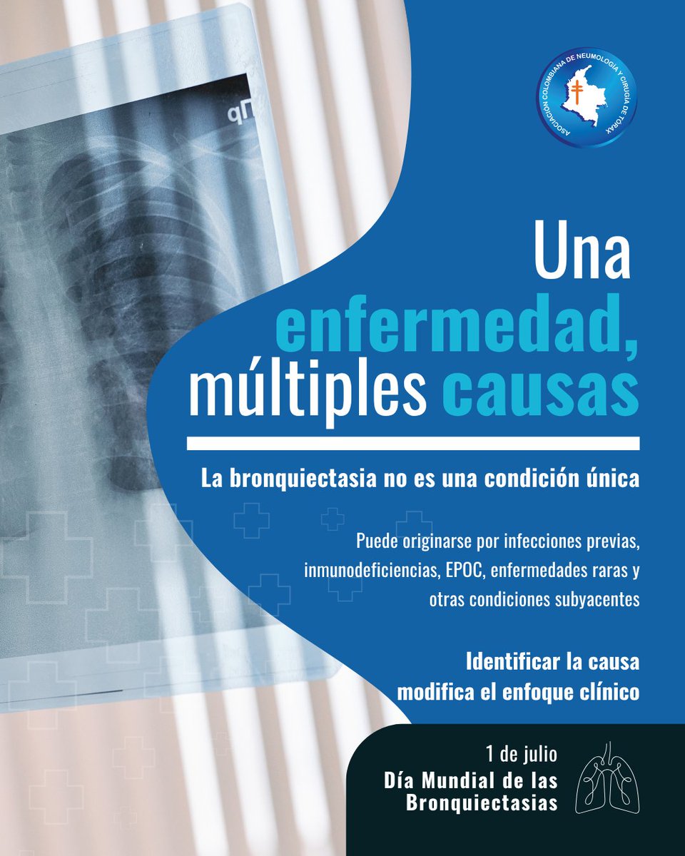 Las bronquiectasias no son una entidad única. Su origen puede estar en inmunodeficiencias, infecciones respiratorias previas, EPOC u otras enfermedades subyacentes.
En el Día Mundial de las Bronquiectasias, recordemos que conocer la causa permite tratar con precisión.