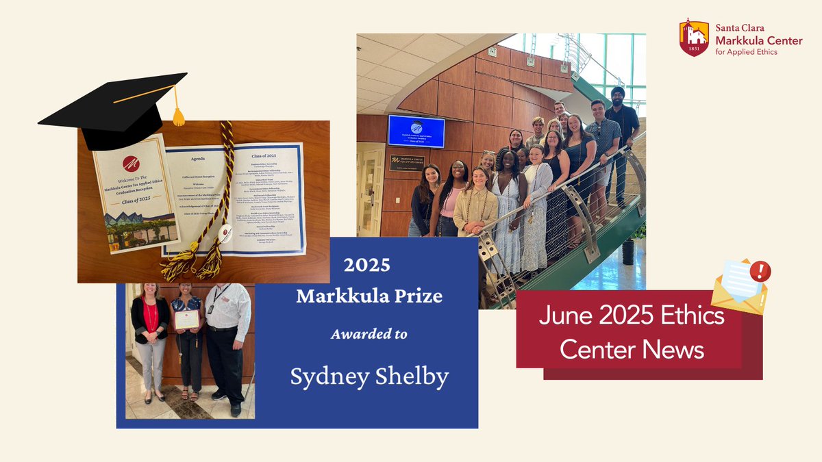 The June ‘25 Ethics Center Newsletter is here!🗞️

Highlights: Celebrate the Class of 2025, discover the Markkula Award recipient, learn about the Spirit of Ignatius Award recipient David DeCosse, and more!

🔗:  bit.ly/4esLKux 
#Ethics #Newsletter #CampusEthics #SCUNews