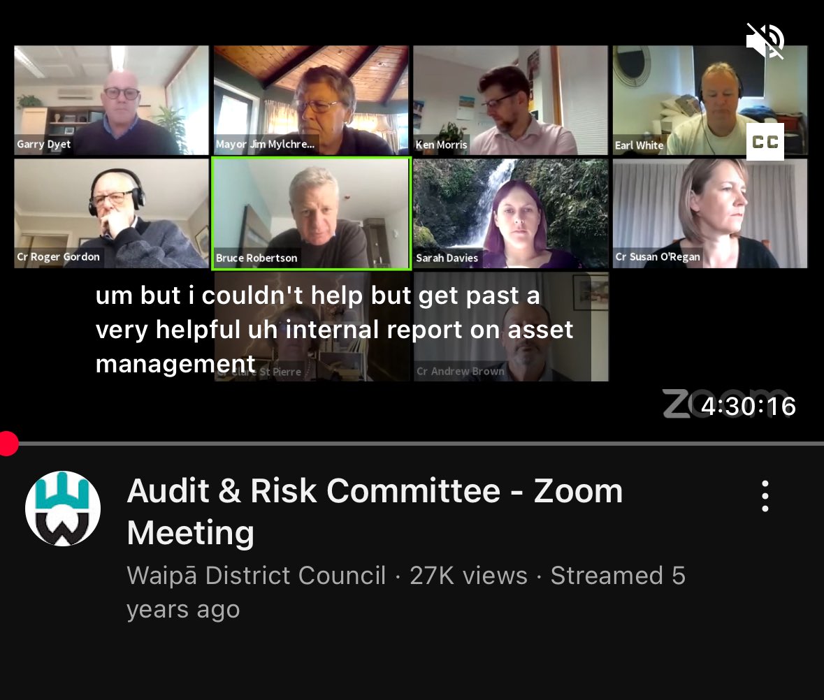 Why is this in my YouTube recommended feed? <a href="/YouTube/">YouTube</a> It is literally a 4 hour 30 minute audit and risk committee meeting from a local district council in New Zealand from 5 years ago! <a href="/CDisillusion/">Captain Disillusion</a> Was right about the algorithm.