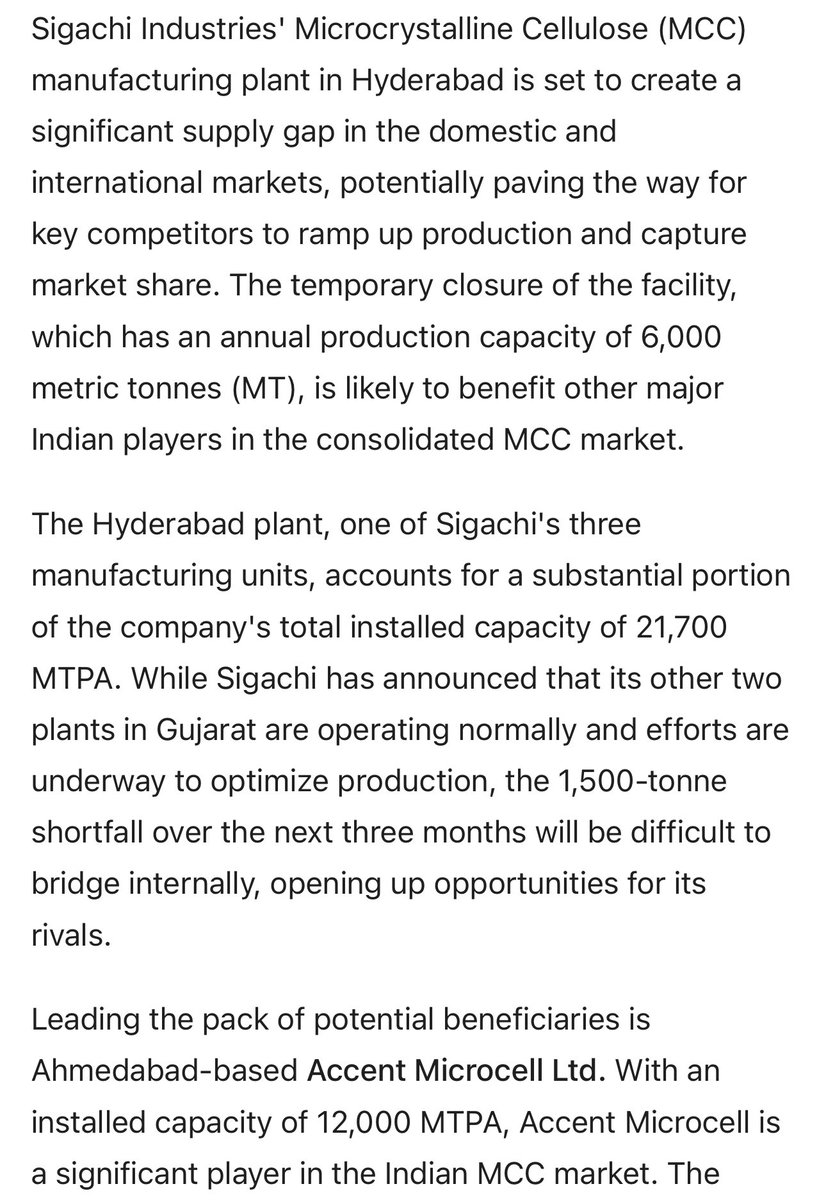 prudent_invstor's tweet photo. Looks like #AccentMicrocell could be a one of the beneficiaries from the temporary demand surge due to the unfortunate fire incident at #sigachiindustries https://t.co/VjgPoT1mlz