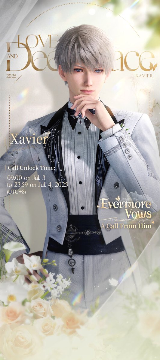 Whispers from the heart, vows wrapped in tenderness. Appoint a call from Him and seal eternal vows on July 3! #LoveandDeepspace #LoveandDeepspaceACallFromHim