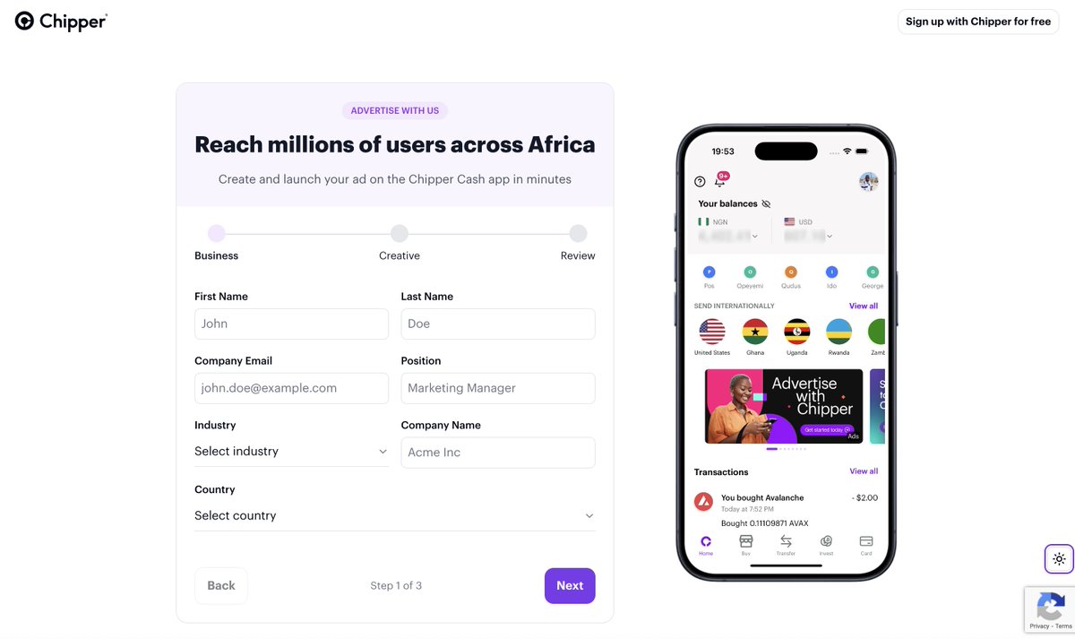 We’re launching Chipper Ads, allowing businesses of all sizes to reach millions of people globally across the Chipper platform. There’s a lot more in store and upcoming updates will include even more sophisticated targeting capabilities. Get started here: app.chippercash.com/ads