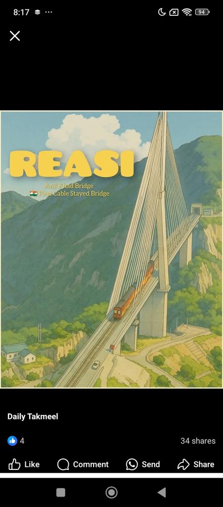 ZoyaAliKh's tweet image. Incredible India! 🇮🇳
Presenting India's First Cable-Stayed Railway Bridge  the iconic AnjiKhad Bridge in Reasi, J&amp;amp;K.A stunning marvel of modern engineering in the heart of Amazing Jammu #ProgressingJk #Nashamuktjk     #VeeronkiBhoomi #Badltajk  #Agniveer #agnipathscheme