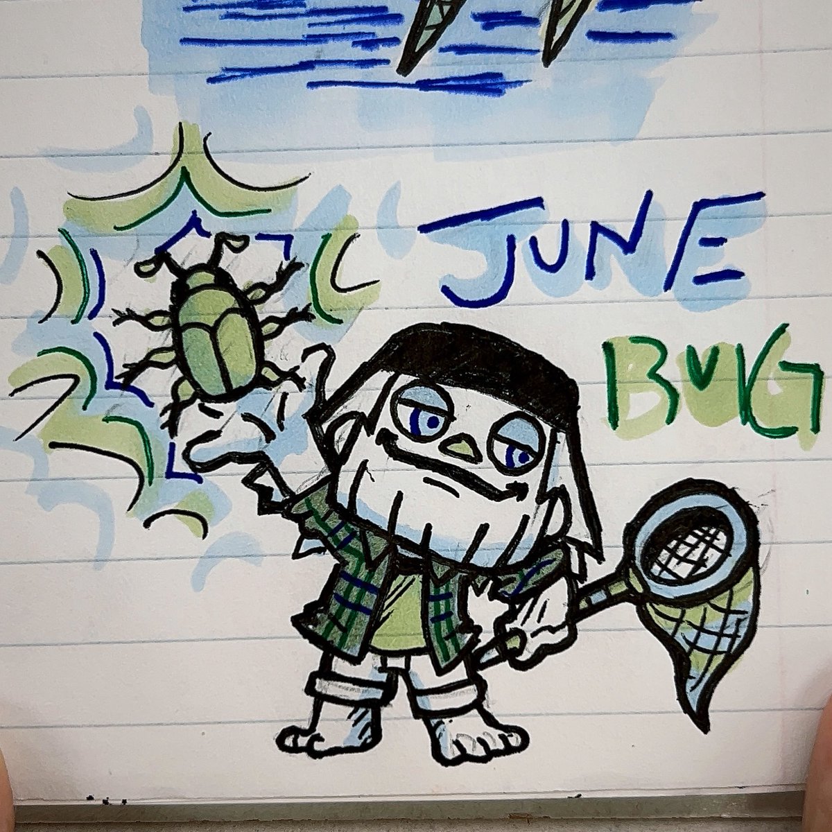 ORAsh3r's tweet photo. BREAKTIME DOODLES - June Bugs
For my last doodle of June, it’s me catching a bug!
Thank you everybody that have been keeping up with my catalog of creepy crawlies this month, let me know what your favorite was! #art #doodles #bugs #junebugs #animalcrossingnewhorizons https://t.co/moTmhggU0r
