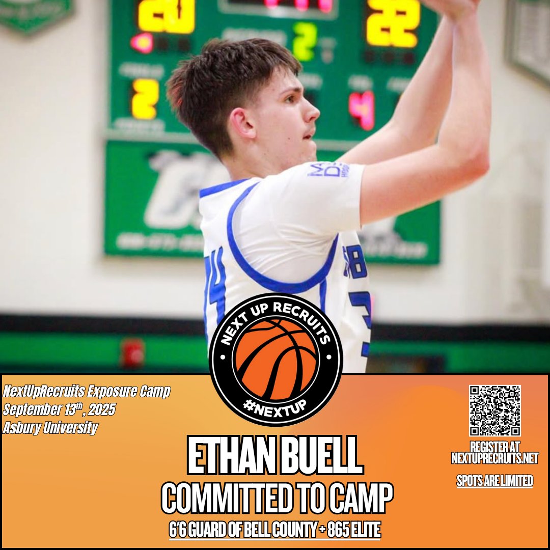 2027 - 6'6 Guard Ethan Buell (<a href="/EthanBuell07/">Ethan Buell</a>) of Bell County (KY) / 865 Elite has registered for our Exposure Camp at Asbury U on September 13th. 

One of the top 2027's in KY. Killer in the 13th region, has been a top name this summer. 

Register Here: nextuprecruits.sportngin.com/register/form/…