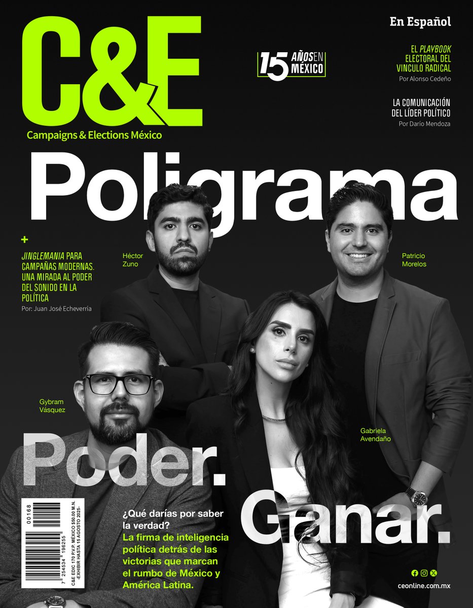 CE_Mexico's tweet image. #EnPortada 📰 #Julio 2025

📌 ¿Qué darías por saber la verdad?

La firma de inteligencia política detrás de las victorias que marcan el rumbo de México y América Latina.🔝🟢

🧠 @poligrama_mx: @zunohector, @patomorelos, @gybramvas y @GabrielaAvn

📍 Búscala YA en tiendas…