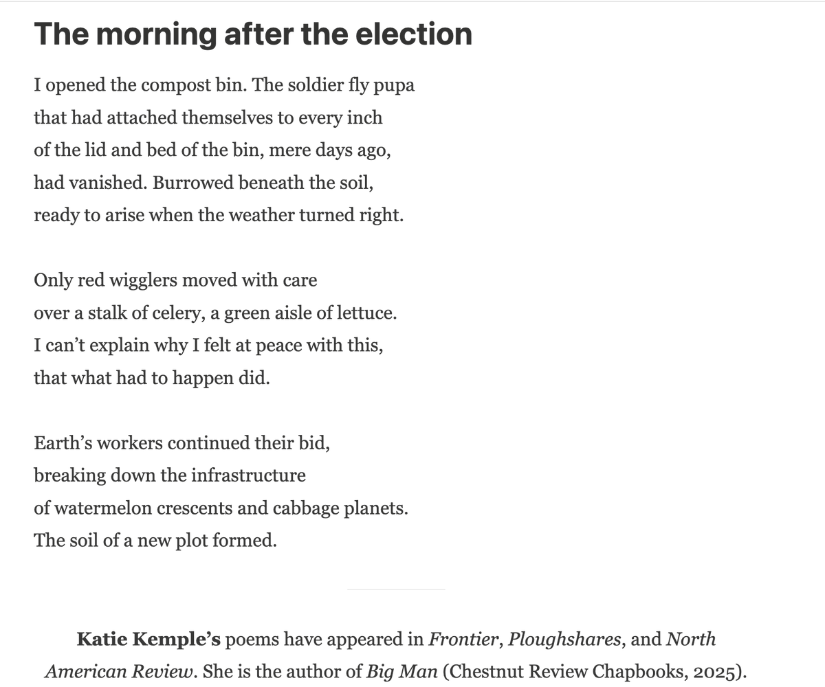 Katie Kemple (@kkemple) on Twitter photo Thanks to feralpoetry.net for including my election day & morning after poems in the Revolution issue. Thanks to feralpoetry.net for including my election day & morning after poems in the Revolution issue.