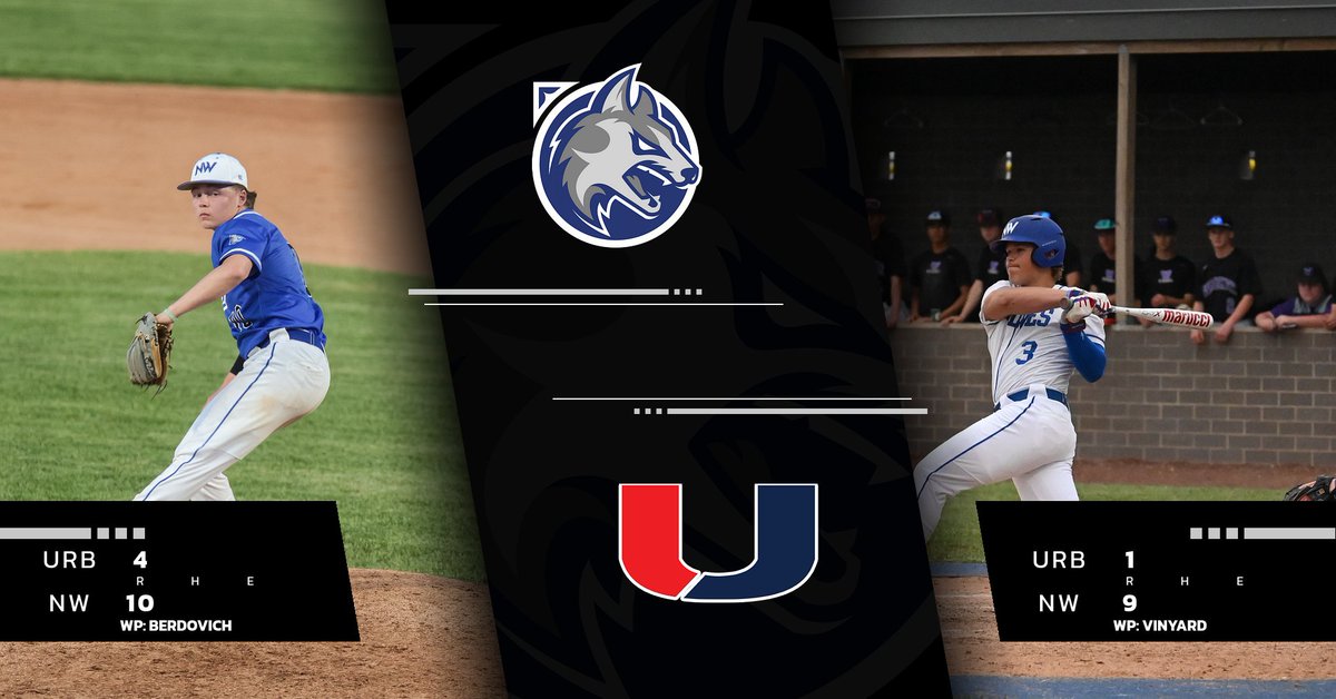 NWWolvesBB's tweet photo. Wolves win!!! NW sweeps Urbandale! Tanner Jackson has 3 HRs on the night with 5 RBI! Chuck Berdovich and Jack Vinyard get the wins on the mound. Drew Fitzpatrick goes 3-4 in game 2. https://t.co/Rmwci8H6lG