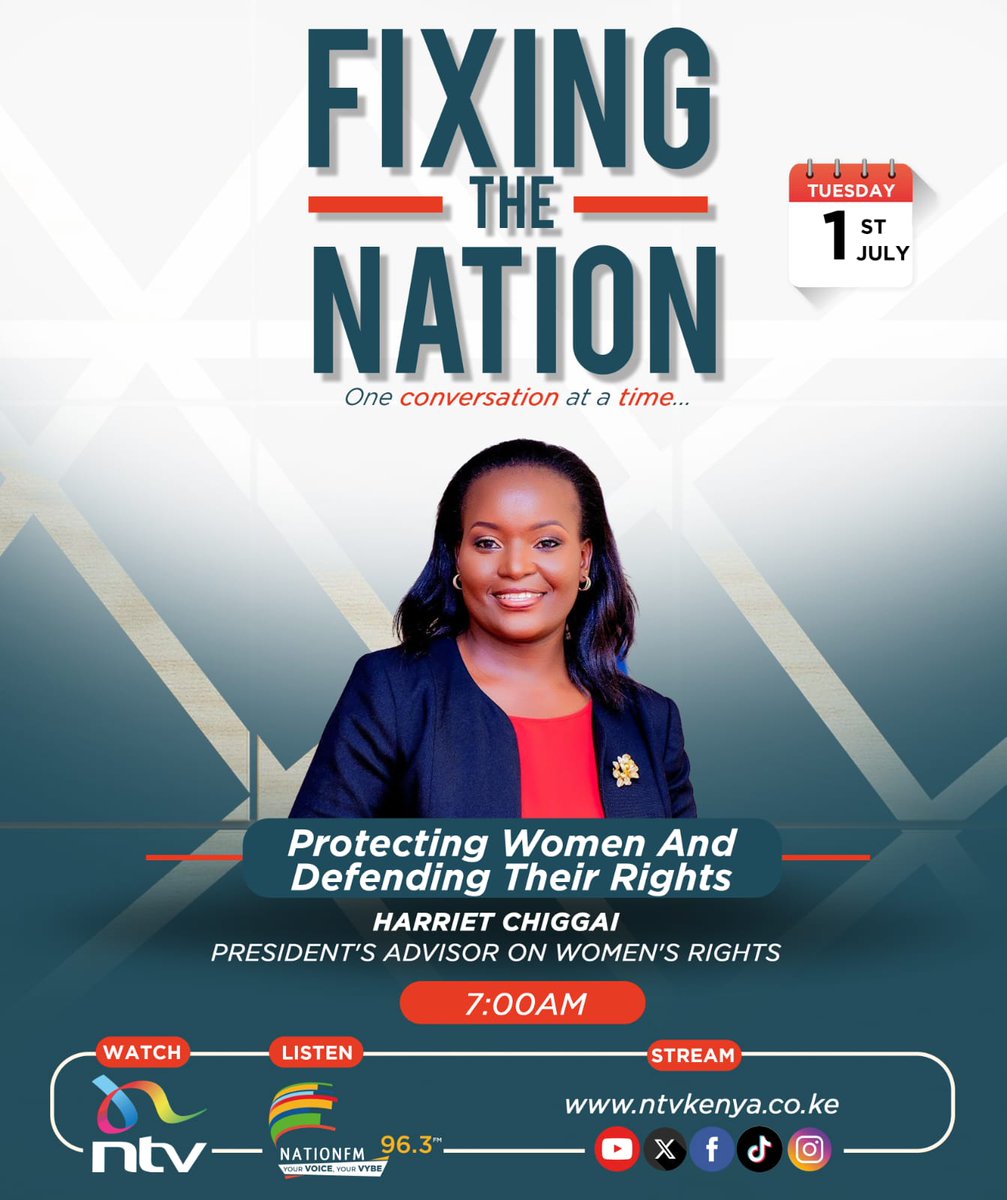 Join the conversation on <a href="/ntvkenya/">NTV Kenya</a>  and <a href="/NationFmKE/">Nation FM</a> at 7 AM. <a href="/ChiggaiCS/">Harriette Chiggai_CS</a> , sheds light on what the government is actively doing to protect women and champion their rights. Your voice matters! #SafeHomesSafeSpaces #WomenLivesMatter #WomenEmpowerment