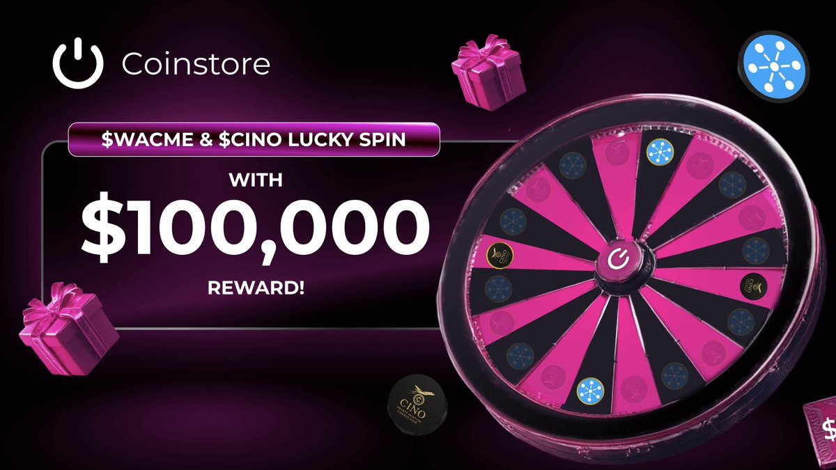A $100,000 REWARD pool featuring $WACME &amp; $CINO is NOW LIVE! ✨

Join the new Lucky Spin on <a href="/CoinstoreExc/">Coinstore</a>! 
Complete tasks, spin the wheel, and win big!

🗓️ Event Period: June 30 - July 14 
🔗 Spin Here: coinstore.com/spin/0630lucky…

#LuckySpin #Giveaway #CryptoPrizes