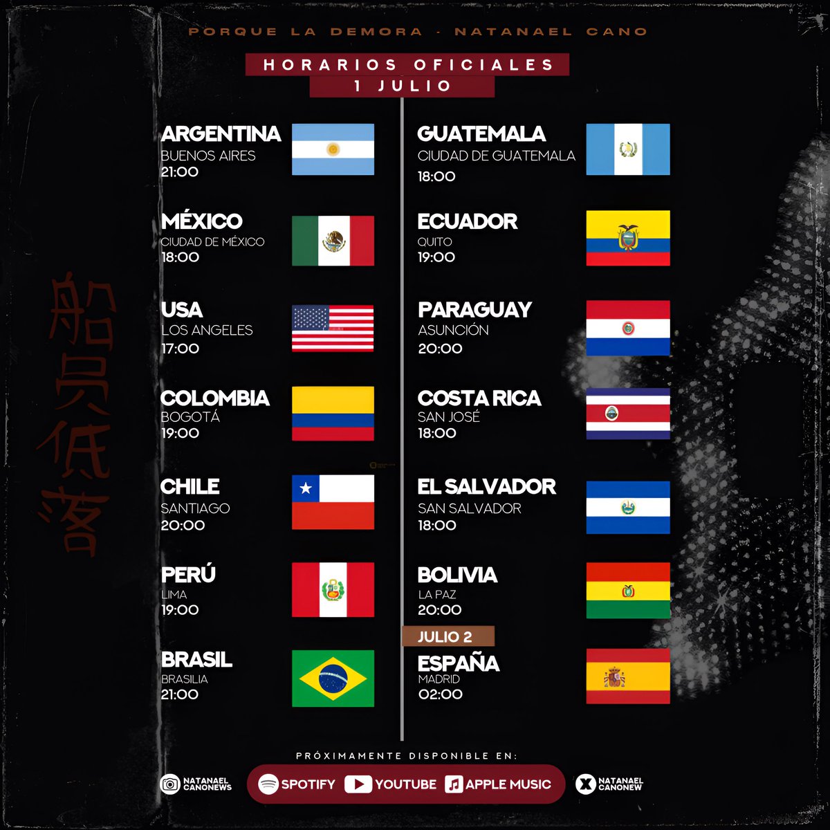 HORARIOS OFICIALES PARA EL ESTRENO DEL ÁLBUM “PORQUE LA DEMORA”.