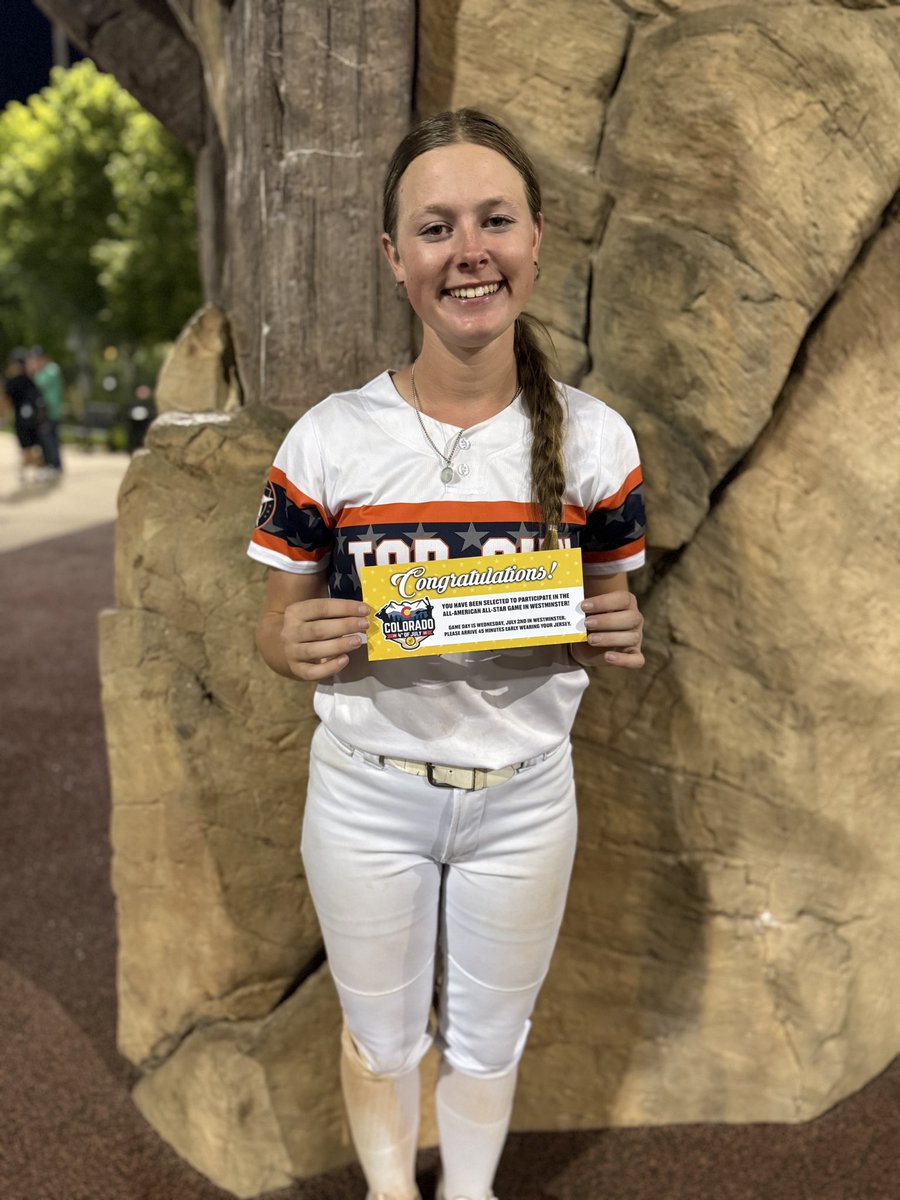 AudreyB2008's tweet photo. Played in the Academic All-American game today in Colorado! Went 3-3 with a bomb and 2 doubles and earned a ticket to the All-American All-Star game. Thankful for such amazing teammates that came to support me! @bethanyroper03 @AvaAceEllis2026 @TopGunAR18U @topgunfastpitch https://t.co/mEKK5fCqLi