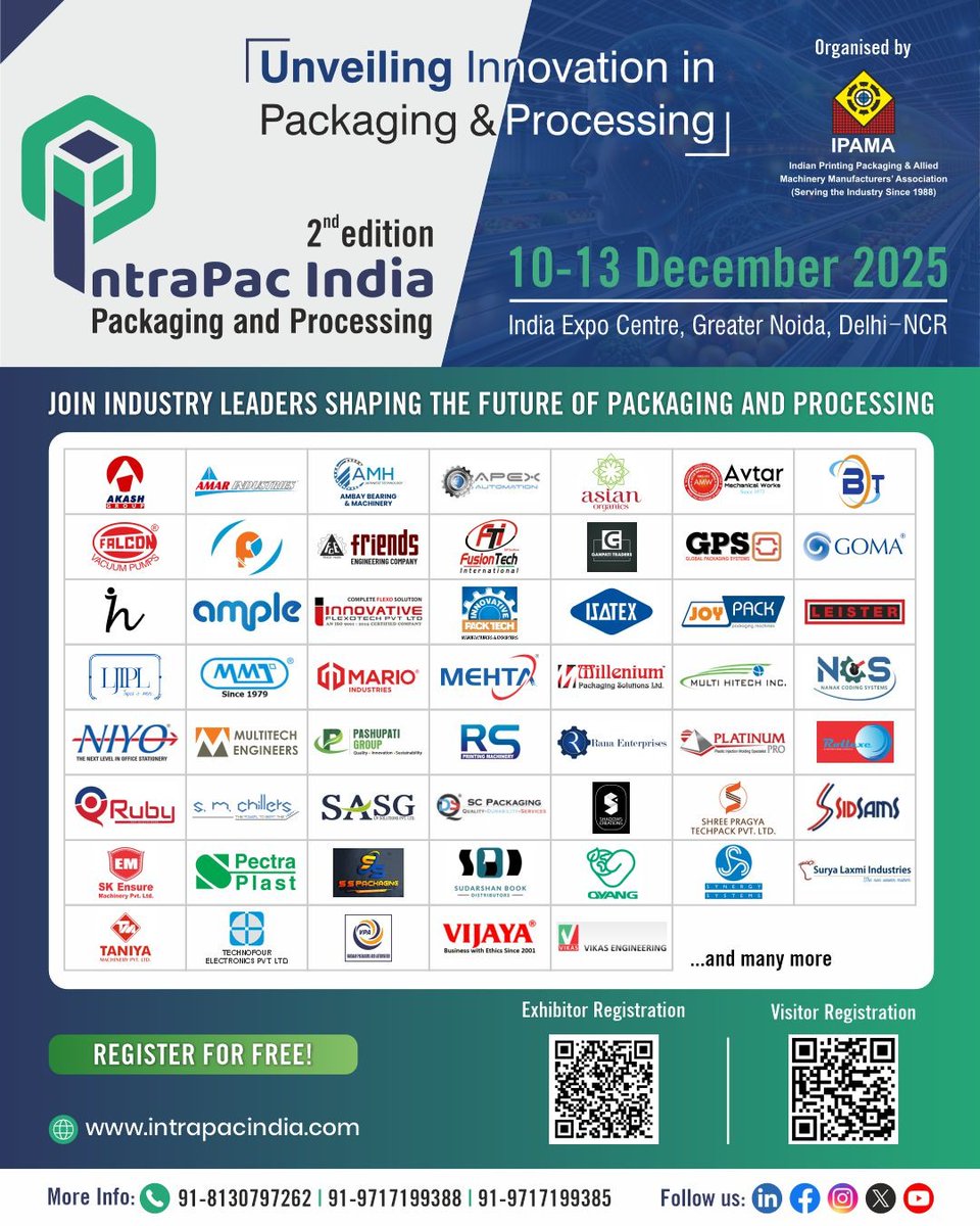#packagingideas #processingexhibition #processingexpo #packagingshow #PackagingExhibition #intrapacindia2025 #Processing #packaging

intrapacindia.com