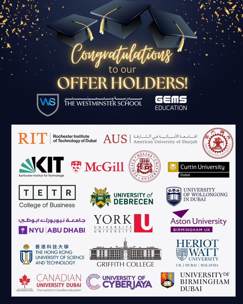 official_TWS's tweet image. Celebrating Offers: The Class of 2025 Begins Their Journey!
We’re excited to share where our students have received university offers as they prepare to take their next steps beyond school. From Dubai to destinations around the world — the journey starts here! 🌍📚