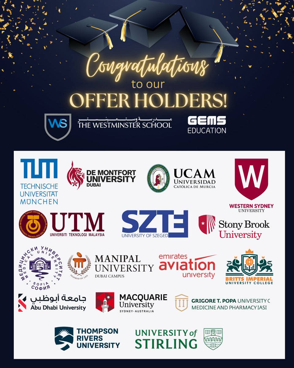 official_TWS's tweet image. Celebrating Offers: The Class of 2025 Begins Their Journey!
We’re excited to share where our students have received university offers as they prepare to take their next steps beyond school. From Dubai to destinations around the world — the journey starts here! 🌍📚