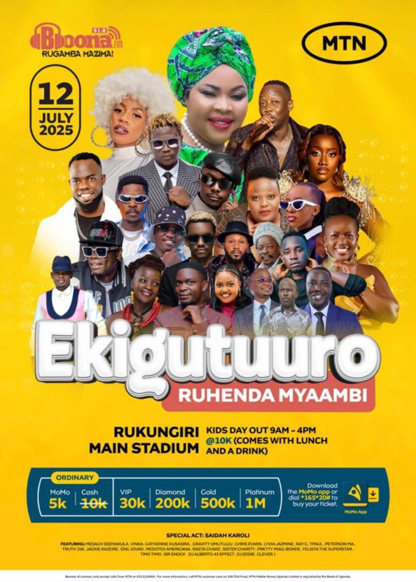 Happy <a href="/BoonaFm/">91.8 Boona FM</a> anniversary month! 
#BoonaFMAt8
#EkigutuuroKyaBoonaFM25
📅 12.07.2025
📍 Rukungiri Main Stadium