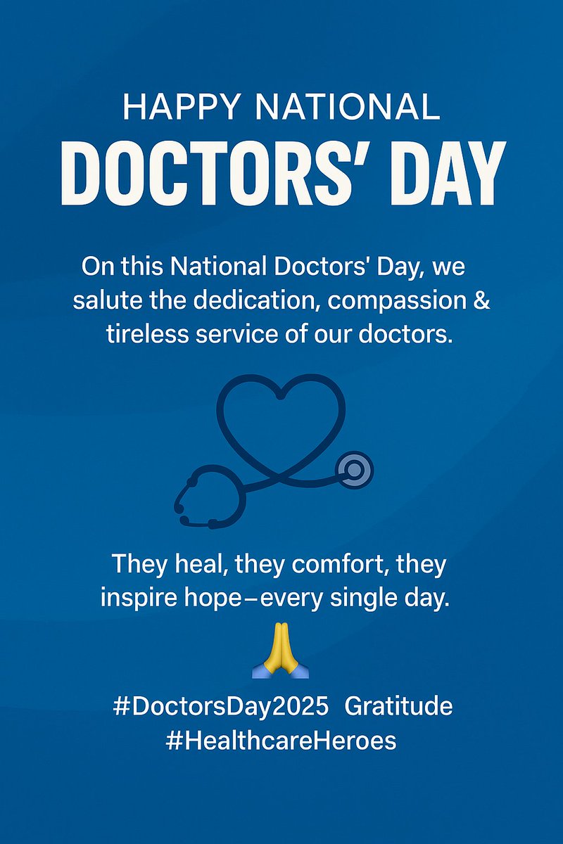 UnofficialPuttu's tweet photo. Today we honour the real heroes in white coats. 🩺

Their skill heals. Their presence comforts. Their dedication saves lives.
Gratitude to every doctor on this #NationalDoctorsDay! 🙏💙

#DoctorsDay2025 #ThankYouDoctors #HealthcareHeroes https://t.co/PbtwwDPqtJ