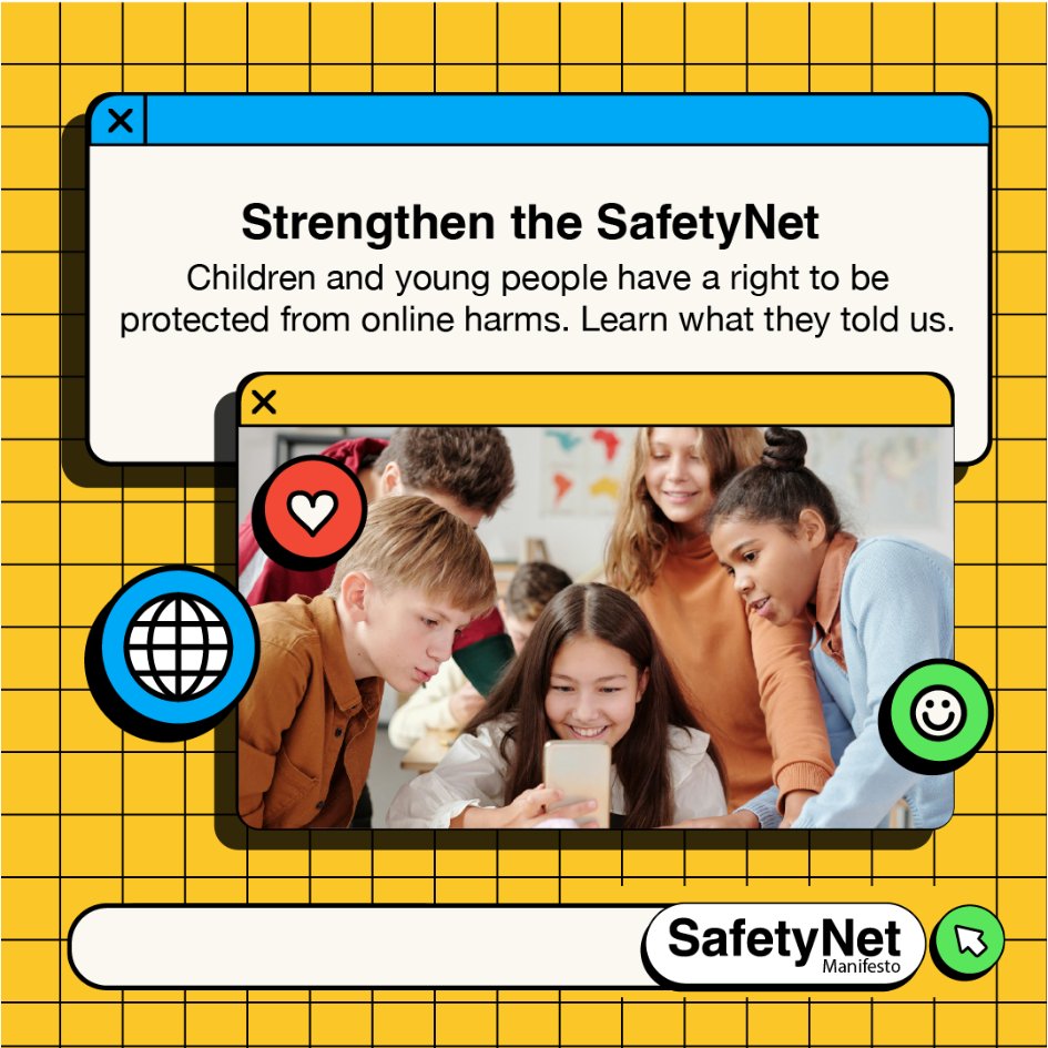 acsainigeria's tweet image. Children and young people should not have to navigate exploitation and #abuse online. It’s time to strengthen the #SafetyNet!

Today, we’re proud to stand with young people around the world for the launch of their SafetyNet Manifesto of digital rights.
