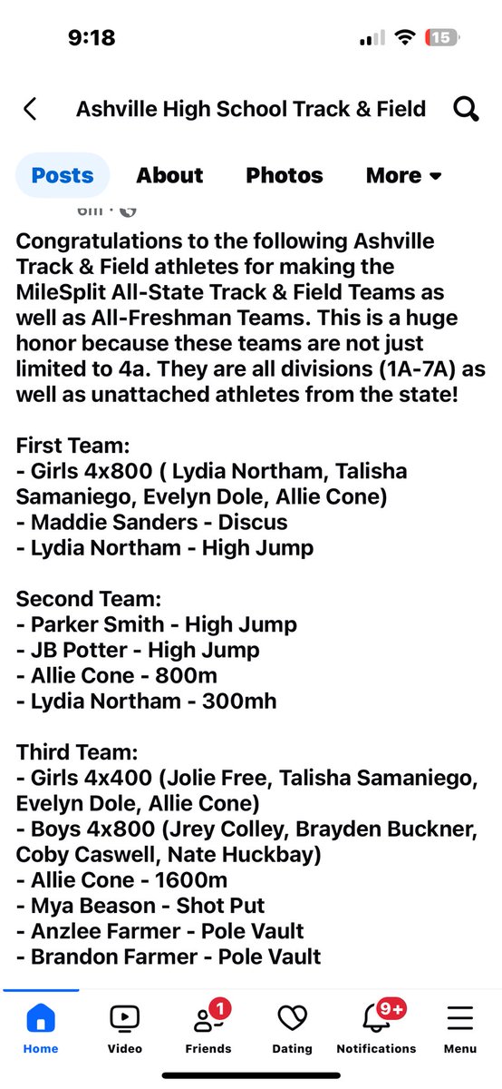 Second team all state track